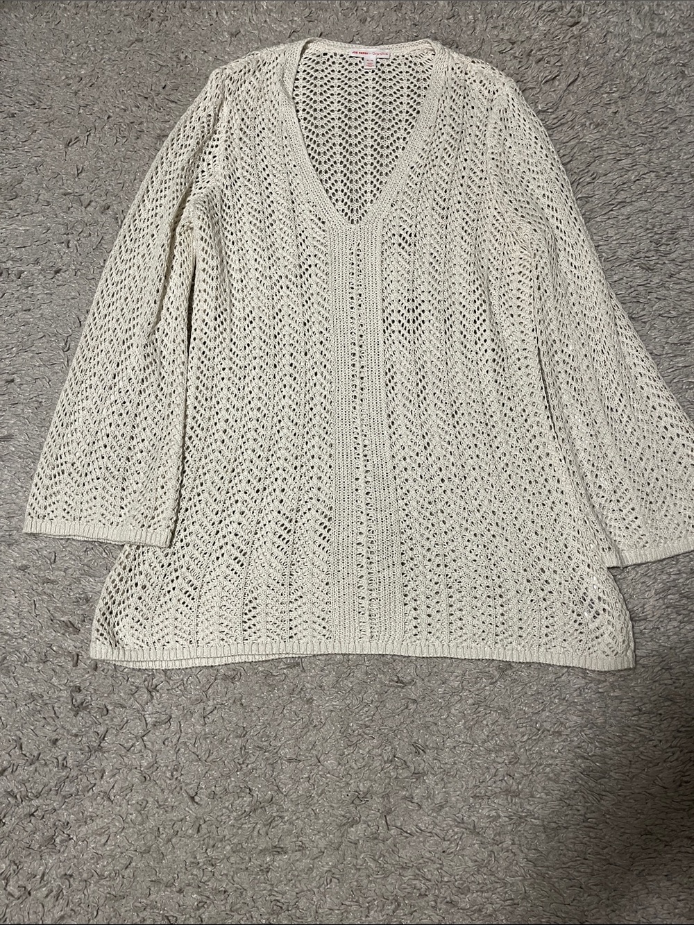 Joe Fresh white Open-Weave V-Neck Mini Dress